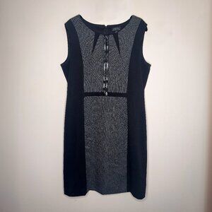 Tahari Panel Sheath Dress Black and Gray Size 14